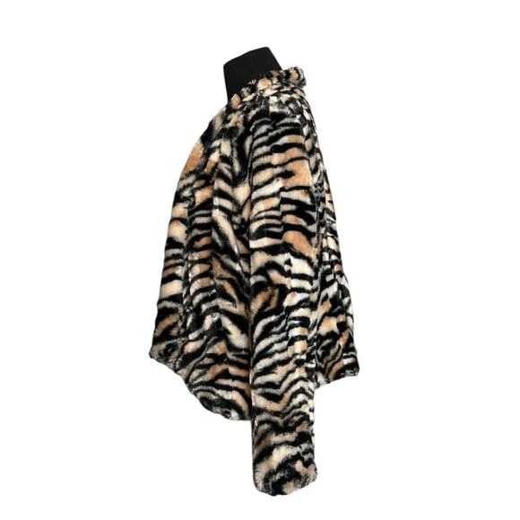 Kate Rosy animal print faux fur open front jacket size Small - Picture 6 of 14